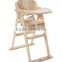 Natural Wood Handmade Baby Wooden High Chair with Top Quality