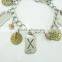 FASHION 3 TONE PLATE FRIENDSHIP LOVE,STRENGTH CHARMS BRACELET