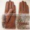 ladies sheepskin leather rabbit fur glove belt fashion lady leather gloves
