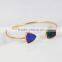 10mm double druzy gold two raw agate druzy gemstones cuff bangle