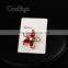 Fashion Jewelry Charming Red Crystal Flower Cuff-Link Gold Ladies Party Wedding Gift Promotion Apparel Accessories