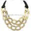 Fancy hot sale fashion CCB choker necklace velvet strip braided handmade gold plated chain necklace