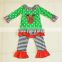 Wholesale childrens polka dot penguin embroidery boutique Christmas girl outfits