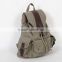 Vintage Men Backpack Canvas Leather Hiking Travel Military Satchel School bag
