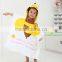 Small bee velour printed animal hood kids towel poncho/printed kids hooded bath towel