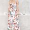 Newest Summer Adjustable Strap Front Split Design Floral Maxi Dresses