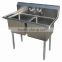 NSF and CSA approval two compartments stainless steel commercial kitchen sink