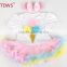 2Pcs Per Set Infant Girls Princess Outfit Baby Girls Bodysuit with Headband for 0-12Months