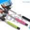 Cheap Price colorful wireless bluetooth monopod selfie stick with rechargeable battery/rechageable battery selfie stick