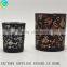 black laser cut rose glass candle containers candlestick