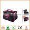Women Dots Printed Fuchsia Bowknot Decor Zipper Cosmetic Bag Pouch Black