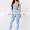 Wholesale Women Rompers Trendy and Stylish 95% Cotton 5% Spandex Spaghetti Strap Catsuit Womens Bodycon Jumpsuit