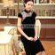 2016 Ladies high quality embroidered velvet short sleeve cheongsam