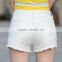 Hot Selling Summer White elegant burrs denim women teenager shorts