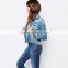 High quality lower price slim women denim jean jacket wholesale new design