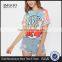 2017 Wholesale T-Shirt Tie Dye Drop Shoulder Rayon Stretchy Soft Tees Short Sleeve Printing Round Neck