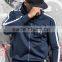 Navy Polyester Tracksuit Tops Slim Fit Men's Full Zip Hoodie Raglan Contrast Hoodie Top Muscle Hoodie Jacket OEM