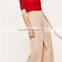 Custom design comfortable slacks for women with pleated elastic waistband