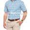 Blue Regular Short Sleeve check Buttoned Men Plaids Casuai Shirt