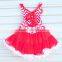 High quality 2016 wholesale kid's sleeveless red and white backless tutu dress