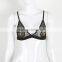 B33481A Hot girls fruit embroidery transparent mesh bra