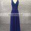 New Sample Lace Chiffon Long Blue A Line Bridesmaid Dress 2017