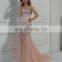 Real Sample Sweetheart Neckline Tulle Pink Sexy Beading Mermaid Prom Dress