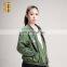 Winter New Women Army Green Cotton Embroidered Bomber Jacket