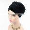 Velvet Pearl Turban Hat Scarf Winter Hat Muslim long Tail Cap