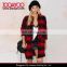 Latest Jacket Design Women Red and Black Plaid Flannel Casual Jacket
