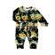 Black Dots Sunflower Long Sleeves Romper Newborn Girl Clothes Jumpsuit One Piece