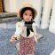 Autumn New Girl Super Western Style Three-piece Korean Little Girl Knitted Top + Lace Vest + Floral Half Skirt
