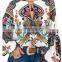 Wholesale women fully print long sleeve crew neck lace up shirt blouses and tops lady