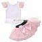 Women girls clothes  family outfits ruffles patchwork tops t-shirt bowknot tulle tutu skirt mother daughter matching dress