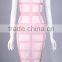 wholesale 2015 new pink khaki mesh sleeveless high neck cute sey women celebrity party prom bodycon knee-length bandage Dress