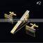 New Men Metal Necktie Tie Bar Clasp Clip Cufflinks Sets Gold Simple Party Gift
