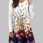 Multi color printed loose and versatile long-sleeved dress
