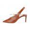 Ladies beautiful back elastic band design med heel pointed toe ankle strap sandals shoes other colors are available