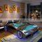 Popular Fashion Wholesale leather bed Modern LED light children bed Cute race car shape baby bed Top-quality