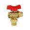 High Pressure 3 Way Mini Butterfly Handle Brass 1/2 Ball Valve Body