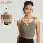V Neck Semi Fixed Cups Ribbed Yoga Tank Tops High Support Oem Sports Bras For Gym Active Wear