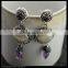 LFD-025E Wholesale Natural Pearl & Amethyst Gems Dangle Earring With Pave Crystal Rhinestone Charm Jewelry Druzy Earrings