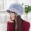 4 Colors Available Warm Knit Winter Wool Rabbit Fur Women Hat Beret Stock