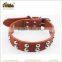 Fashionable Round Metal Ball Free Sample PU Dog Collar Leather