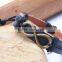 Genuine Leather Bracelet with Antique Brass Simple "8" Accessory.