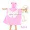 Lovely pink color printed gril hooded poncho towel cartoon girl hooded towel