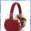 red knit fashion earmuff warm with leopard print plush lining