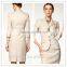 2014 Top Quality 100% wool Classic beige four button women office skirt suit                        
                                                Quality Choice