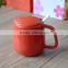 Stocked low MOQ porcelain ceramic coffee cup set with lid