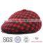 Red checked pattern fabric newsboy cap with earflap
